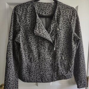 Motorcycle jacket - leopard print stretch moto jacket - EUC - size S